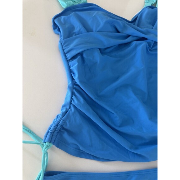 Tankini Swimsuit for Women Tummy Control Two Piece High Waist size 2XL turquoise - Picture 9 of 14